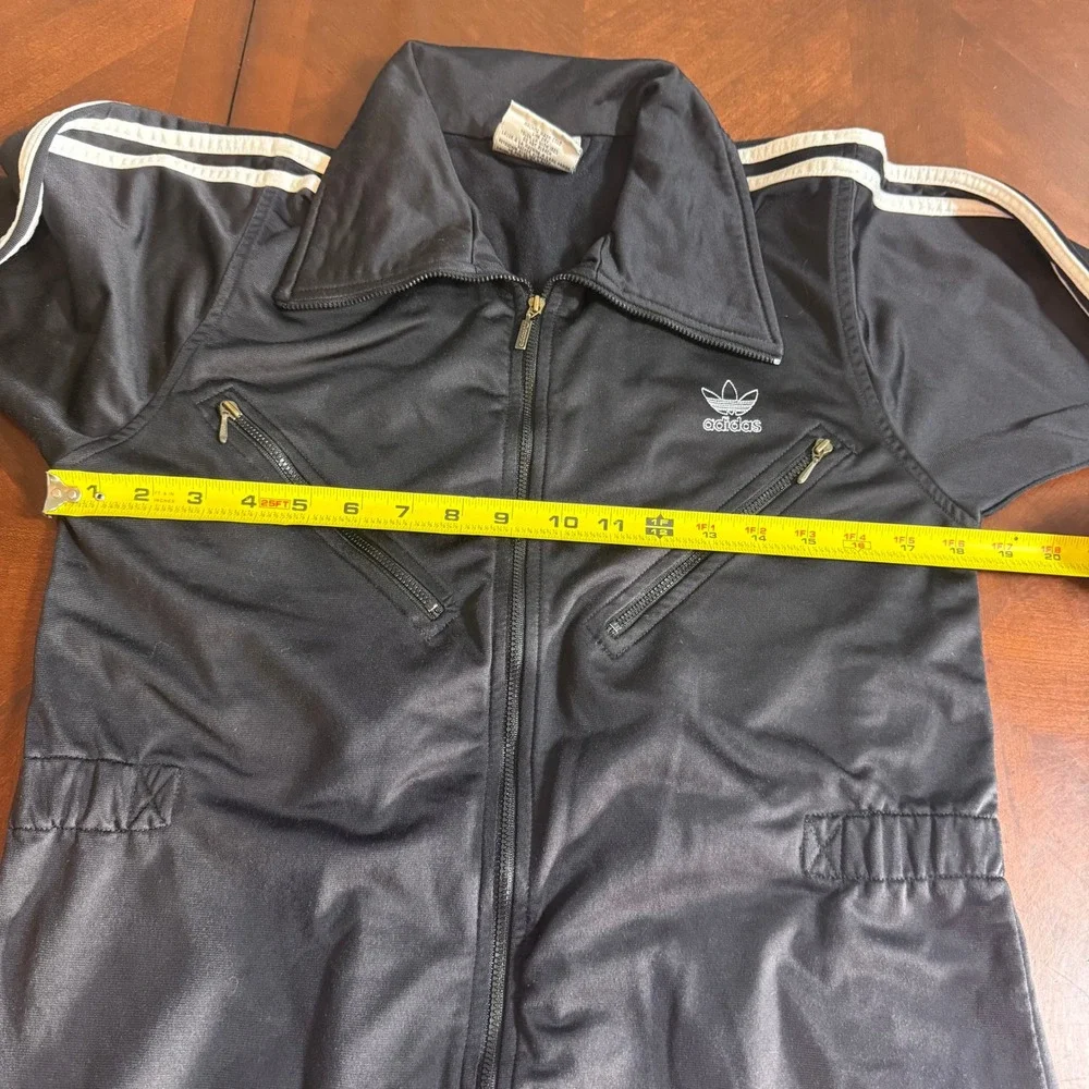 Adidas Track Jacket‎ Black White Stripes Zip Front Collared Size M